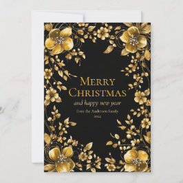Cartão de Saudação Dourado da Flor de Natal