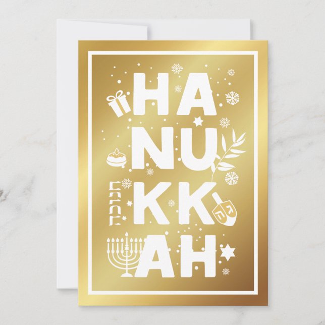 Cartão de Saudação Dourado HANUKKAH (Frente)