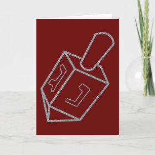 Cartão de Saudação Dreidel Hanukkah Glitter