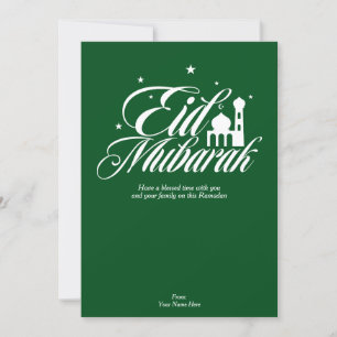 Cartão de Saudação Eid Mubarak Ramadan   Verde sól