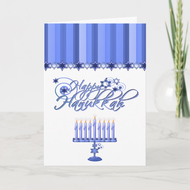 Cartão de Saudação Elegante Hanukkah (Frente)