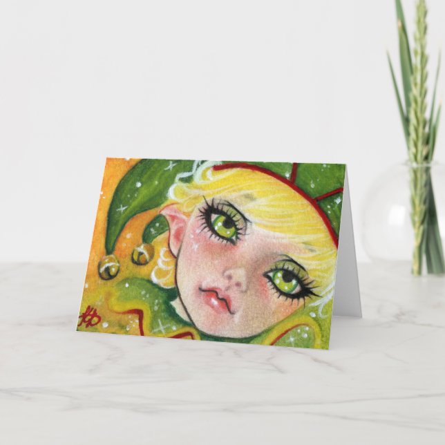 Cartão de Saudação Elf de Natal (Frente)