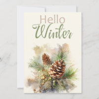 Cartão de saudação em aquarela com ramificações de