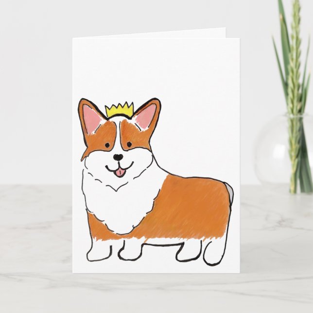 Cartão de saudação em branco com cão corgi real (Frente)