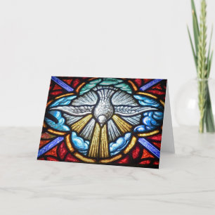 Cartão de Saudação em Branco com Pombo de Vitral