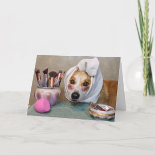Cartão de saudação em branco Corgi de maquiagem