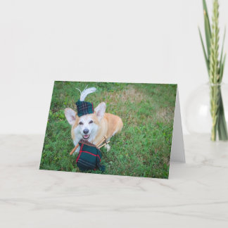Cartão de saudação em branco de Corgi de gaita de 