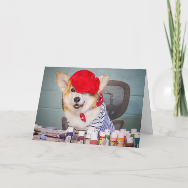 Cartão de saudação em branco do artista Corgi (Frente)