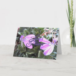Cartão de Saudação em Branco Flores Roxas Amor Ete