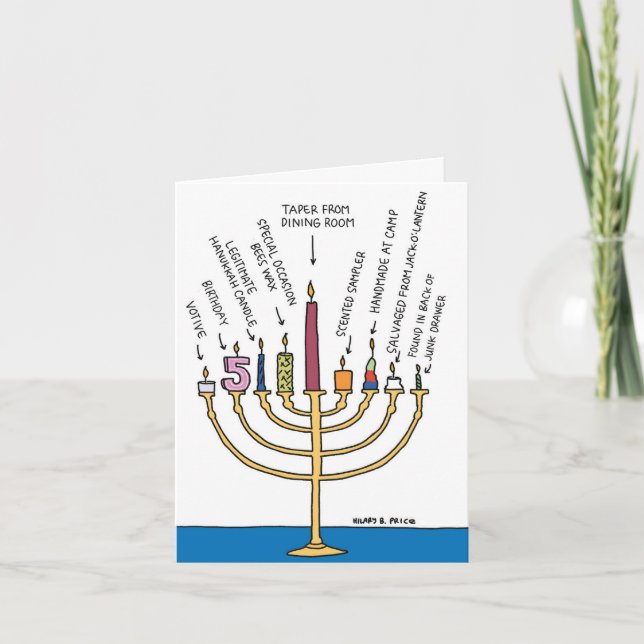 Cartão de Saudação Engraçado Chanukah - Velas Meno (Frente)
