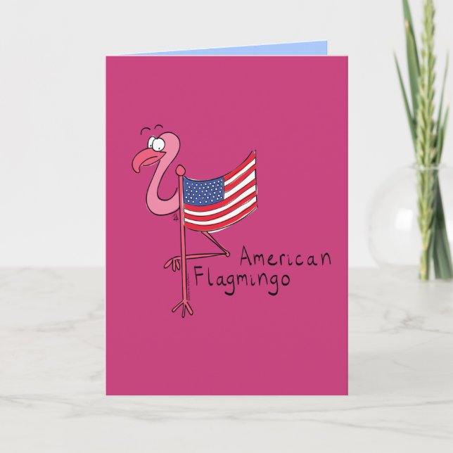 Cartão de Saudação Engraçado Flamingo, Bandeira Am (Frente)