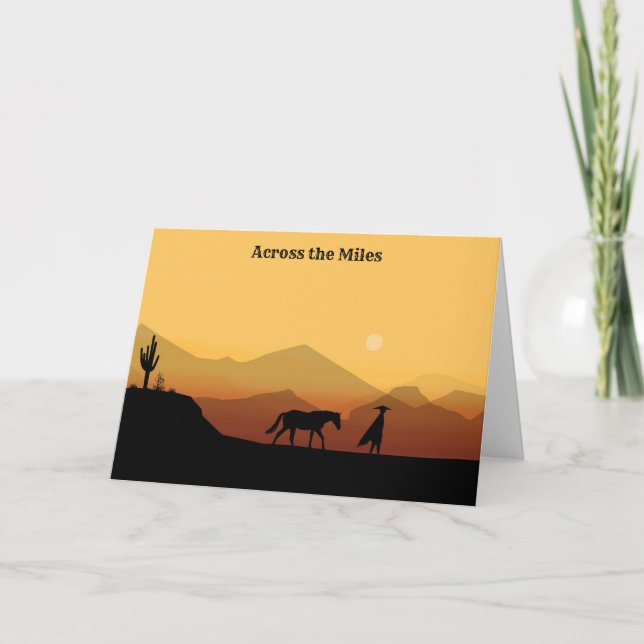 Cartão de Saudação Espanhol de Cavalo e Homem Silh (Frente)