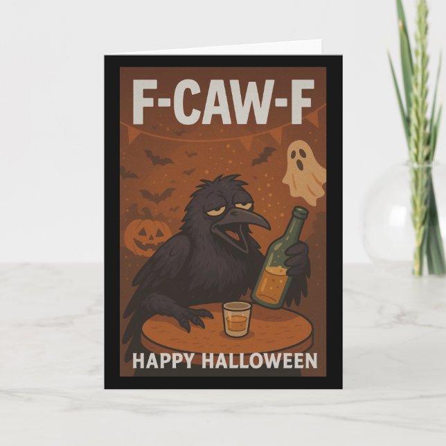 Cartão de saudação F-CAW-F Raven Halloween (Frente)