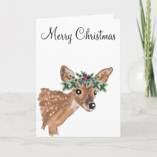 Cartão de Saudação Fawn Deer Christmas
