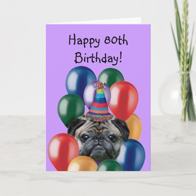 Cartão de saudação Feliz Aniversário Pug (Frente)