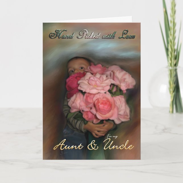 Cartão de Saudação Feliz Aniversário Tia e Rosas d (Frente)