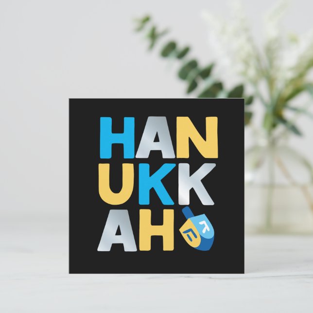 Cartão de Saudação Feliz Hanukkah (Em pé/Frente)