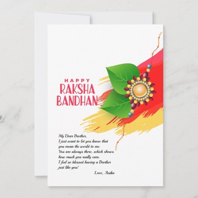 Cartão de Saudação Feliz Raksha Bandhan (Frente)