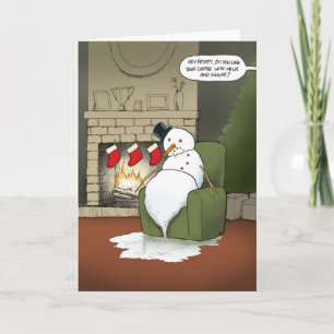 Cartão de Saudação Feriado de Snowman Derretido