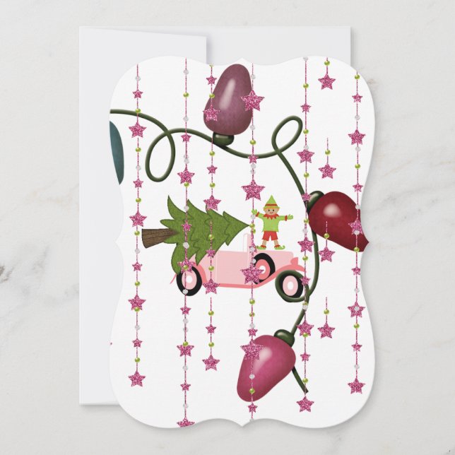 Cartão de Saudação Flagrante de Carro Rosa Elf (Frente)