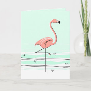 Cartão de saudação Flamingo Aqua