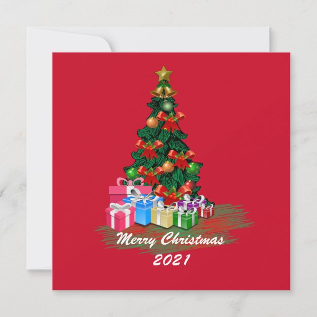 Cartão de Saudação Flat da Árvore de Natal (Frente)