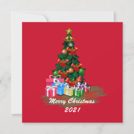 Cartão de Saudação Flat da Árvore de Natal