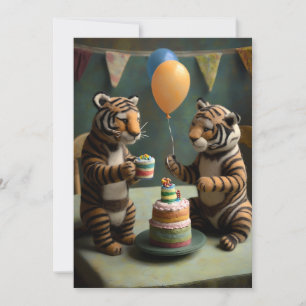 Cartão de Saudação Flat de Aniversário de Tigres F