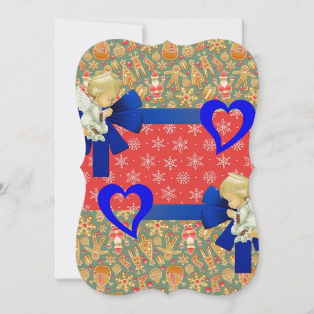 Cartão de Saudação Flat de Natal, Angel (Frente)