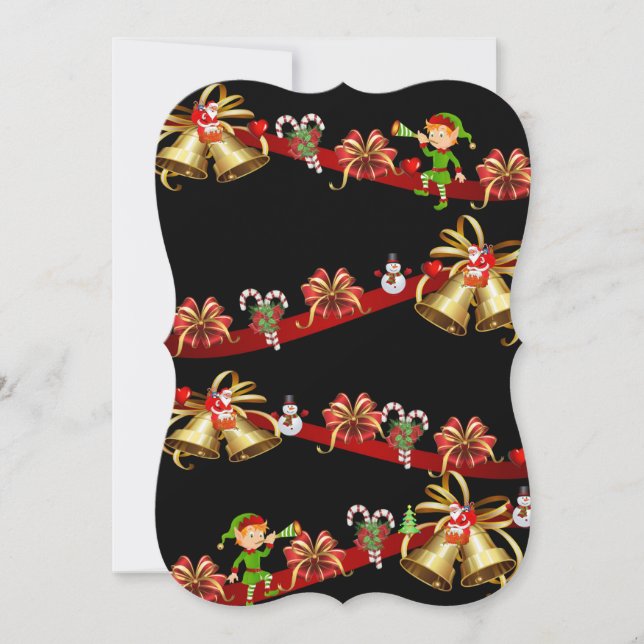 Cartão de Saudação Flat de Natal, Papais noeis Elf (Frente)