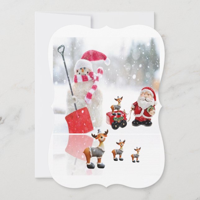 Cartão de Saudação Flat Feriado de Natal, Snowman (Frente)