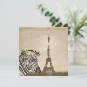 Cartão de Saudação Flat Torre Zebra e Eiffel do