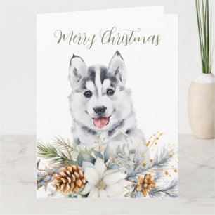 Cartão de Saudação Floral de Natal Dobrado para Cã