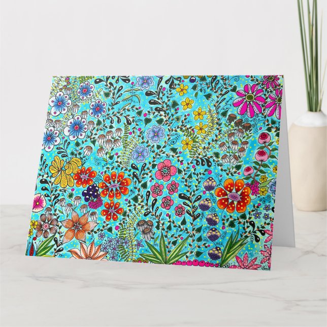 Cartão de Saudação Floral impresso na arte origina (Frente)