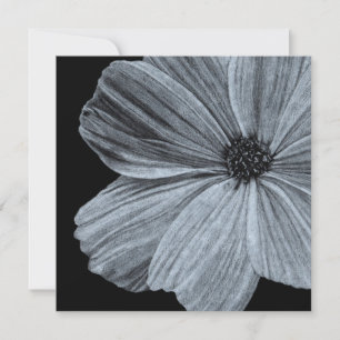 Cartão de Saudação Floral Preto e Branco Deslumbra