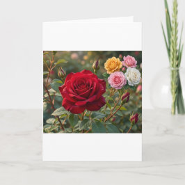 Cartão de Saudação Floral Rosas Coloridas Elegante