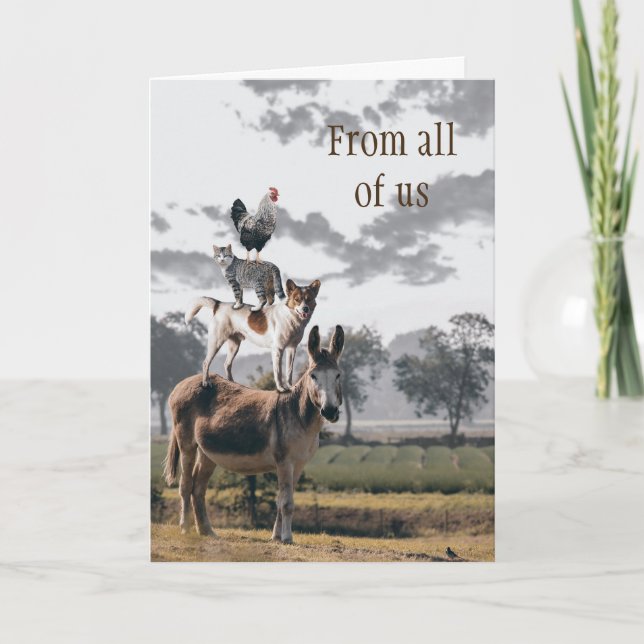 Cartão de Saudação Funny Animal Pyramid Group (Frente)