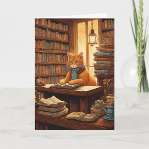 cartão de saudação gato da biblioteca #12