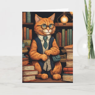 cartão de saudação gato de biblioteca #6