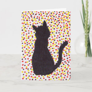 Cartão de Saudação - Gato Preto Contra Pontos Colo