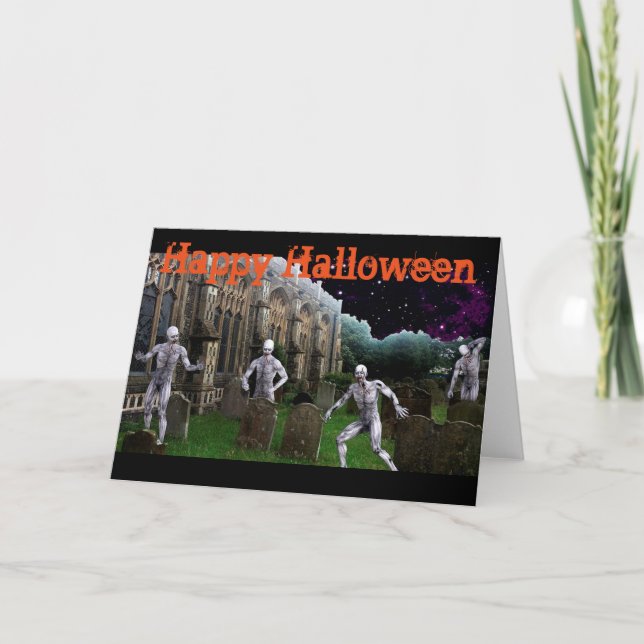Cartão de Saudação Halloween/Cena Grave (Frente)