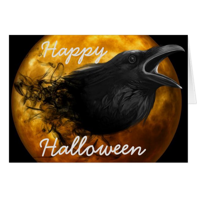 Cartão de Saudação Halloween/Crow (Frente Horizontal)