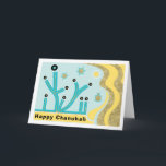 Cartão de Saudação Hanukkah/Chanukah/Envelope Azul<br><div class="desc">Cartão de Saudação Hanukkah/Chanukah com Envelope Branco Azul/Dourado. Projetado com menorahs, sonhos e estrelas de Davids no fundo de dourados e azuis. Personalize eliminando, "Happy Chanukah" e escolhendo o seu estilo de letra, cor, tamanho e texto favoritos. Use a página dentro do vazio para expressar seus melhores desejos para um...</div>
