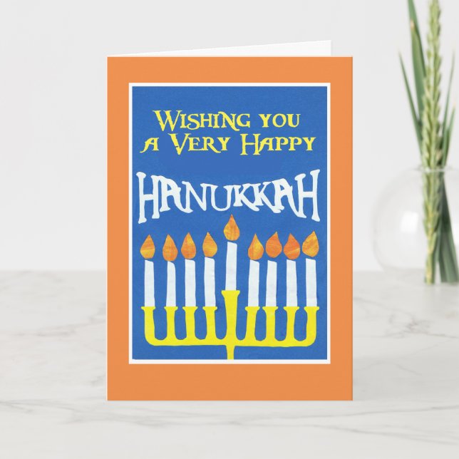 Cartão de Saudação Hanukkah com Menorah (Frente)