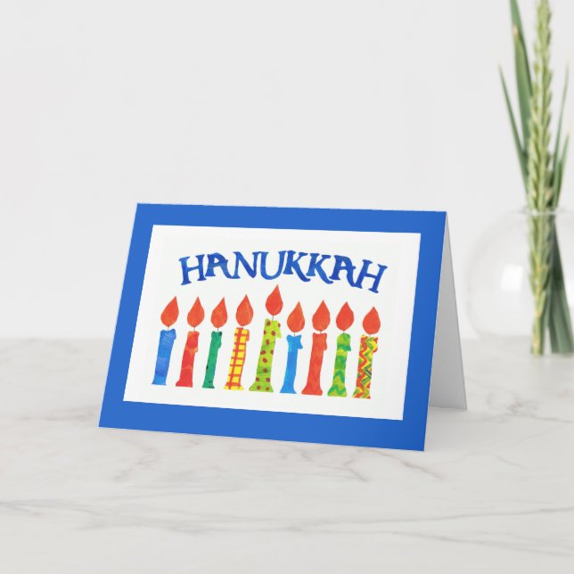 Cartão de Saudação Hanukkah com Velas (Frente)