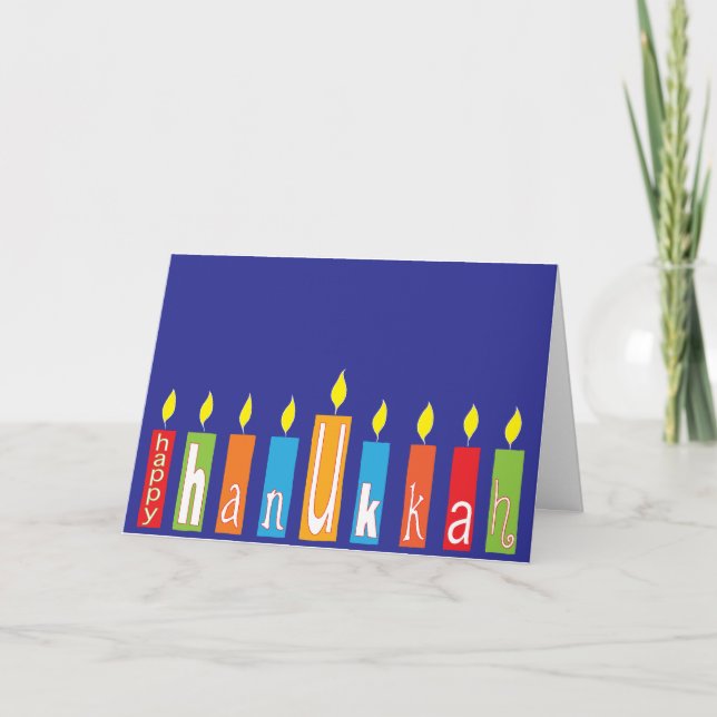 Cartão de Saudação Hanukkah/Envelope "Velas Hanukk (Frente)