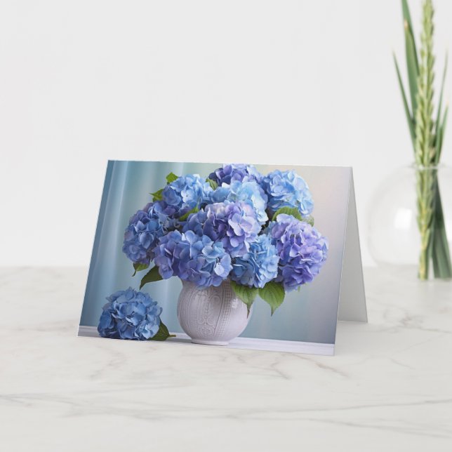 Cartão de Saudação Hydrangeas Azul (Frente)