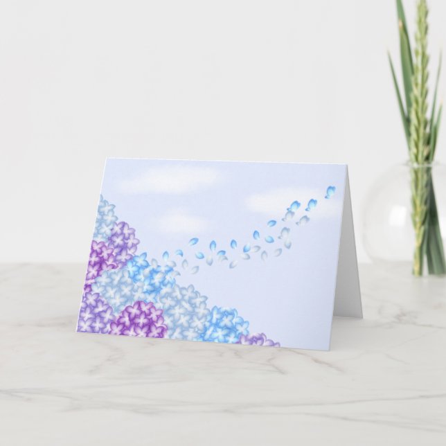 Cartão de Saudação Hydrangeas e Butterflies (Frente)