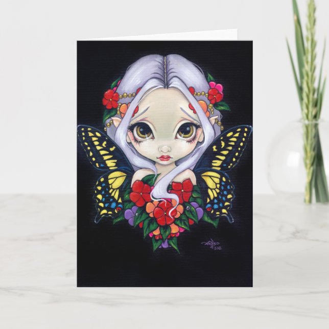 Cartão de saudação "Impatiens Fairy" (Frente)