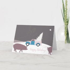 Cartão de saudação incomum de caminhões e árvores 